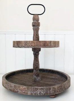 Tiered Tray Antique Finish Round