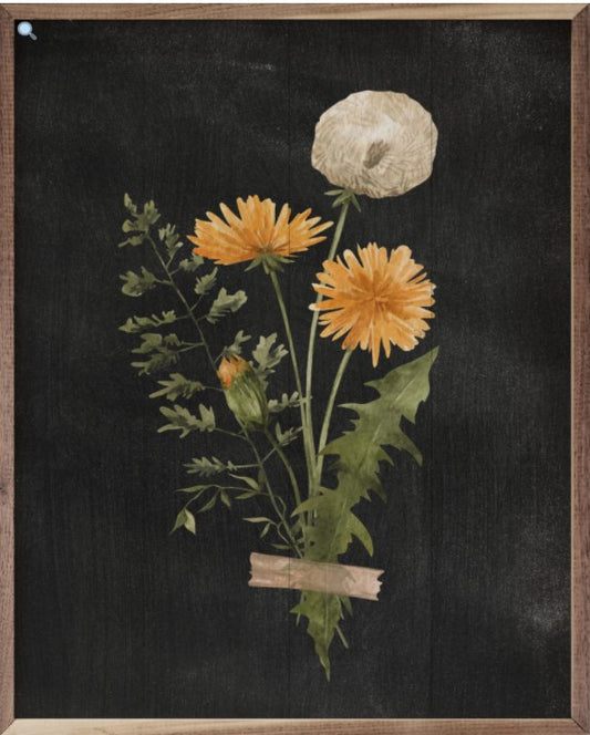 Dandelion Bouquet - Black 8"x10"