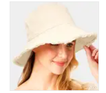 Frayed Edge Bucket Hat Beige