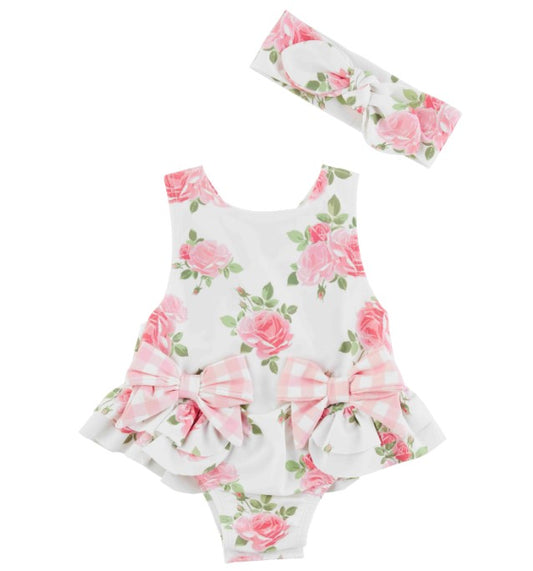 Mud Pie Rose Bow Swimsuit 12m