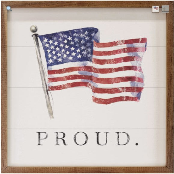 Proud American Flag White 8"x8"