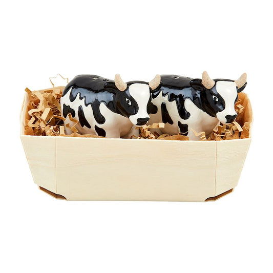 Mud Pie Cow Salt & Pepper Basket