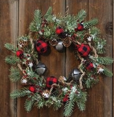 Buffalo Gingham Country Holiday Wreath 17"