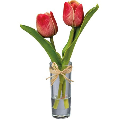 Vase with Flower Red Mini Tulip