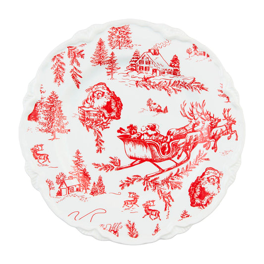 Mud Pie Toile Christmas Dessert Plate