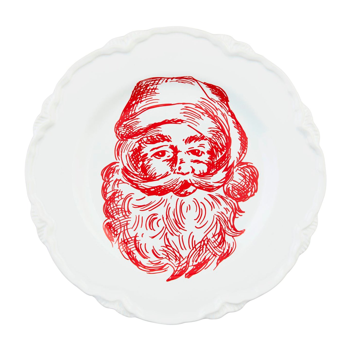 Mud Pie Toile Santa Christmas Dessert Plate