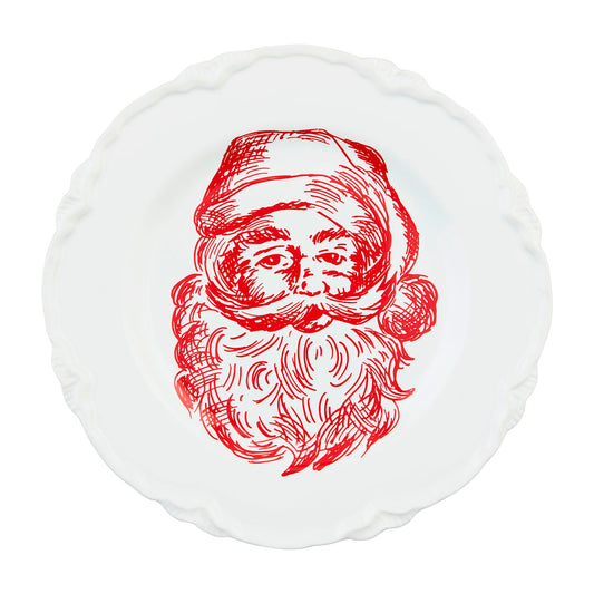 Mud Pie Toile Santa Christmas Dessert Plate