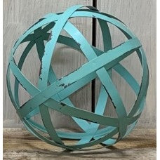 Teal Metal Band Sphere 6"