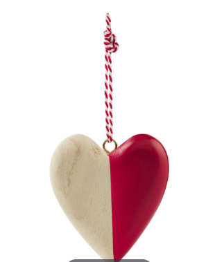 Mud Pie Heart Painted Wood Ornament