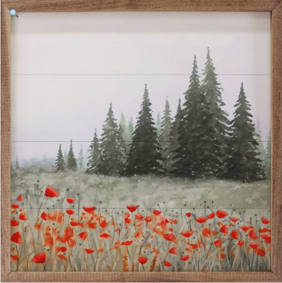 Pines and Poppies 16"x16"