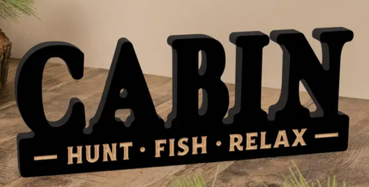 Cabin Hunt Fish Relax Word Décor