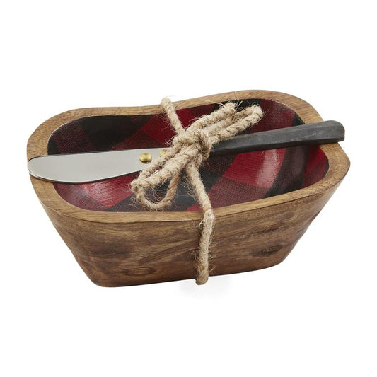 Mud Pie Red Check Enamel Dip Bowl