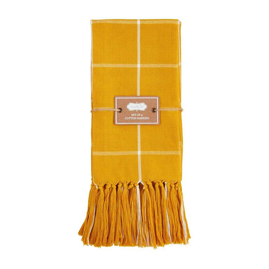 Mud Pie Window Pane Napkin Set Mustard