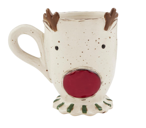 Mud Pie Reindeer Farm Pedestal Mug