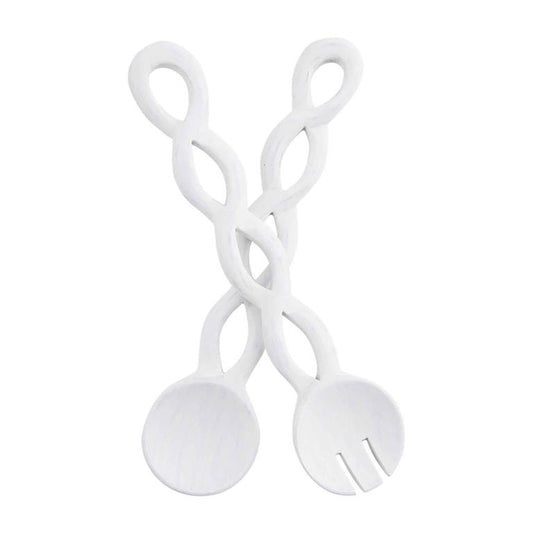 Mud Pie Twisted Wood Serving Set White