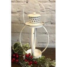 White Distressed Round Lantern