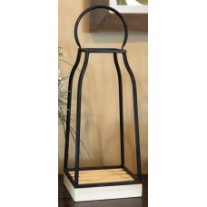 Black Iron White Wash Bottom Lantern