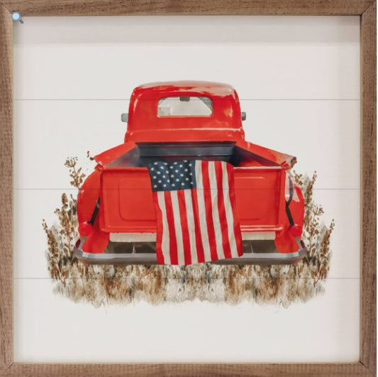 American Flag in Truck 8"x8"