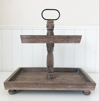 Tiered Tray Antique Finish Rectangle