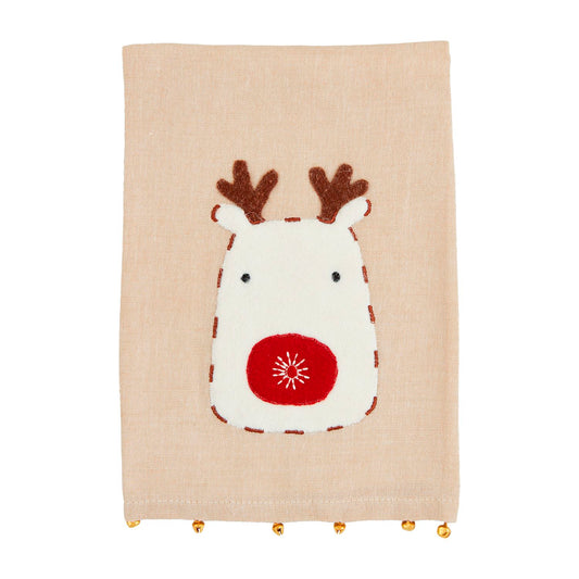 Mud Pie Deer Felt Applique Farm Towel