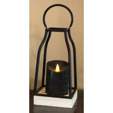 Black Iron White Wash Bottom Lantern