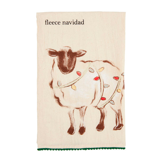 Mud Pie Sheep Christmas Farm Towel