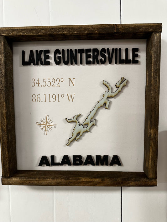 Guntersville Lake Sign 12x12