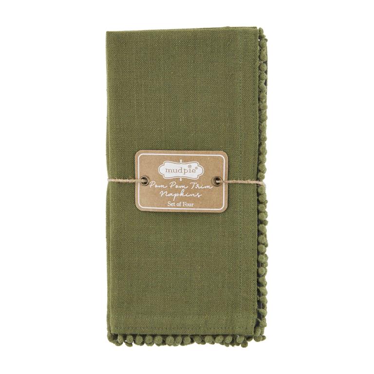 Mud Pie Pom Trim Napkin Set