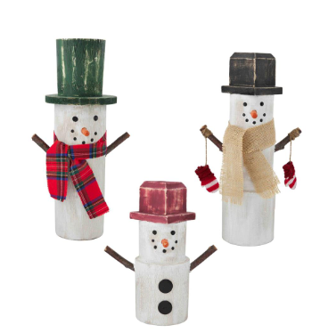 Mud pie Small Wood Snowman Sitter