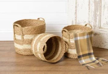 Woven Straw Baskets 3 Set
