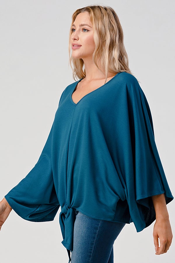 Front Tie Kimono Teal
