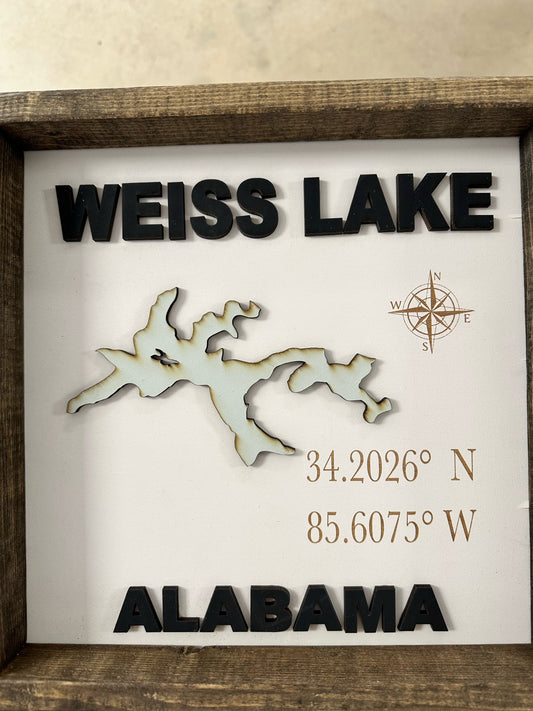 Weiss Lake Sign 12x12