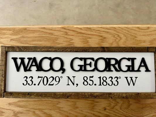 Waco Coordinates Sign